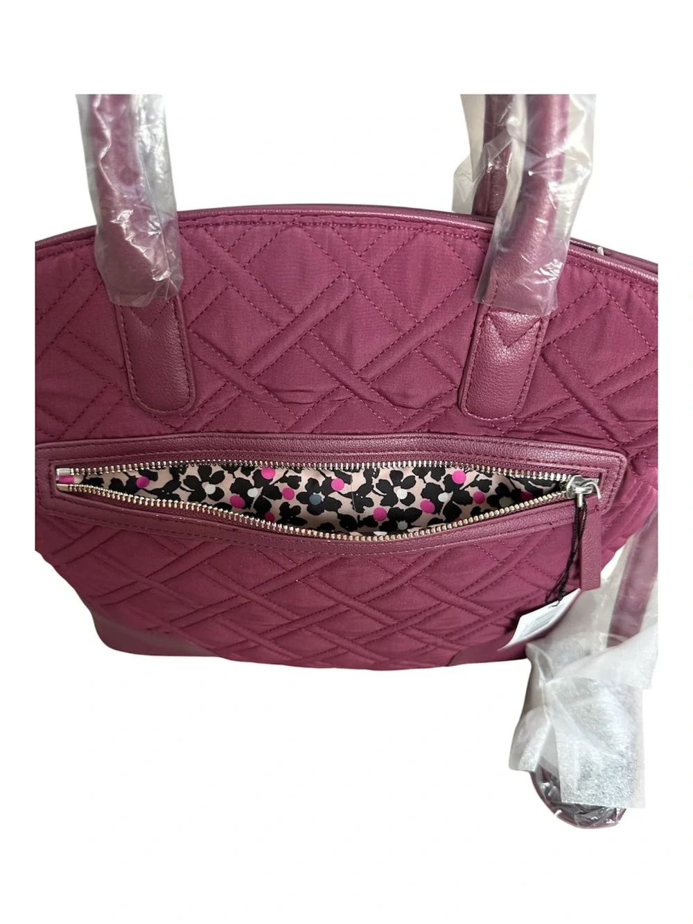VERA BRADLEY Day Off Satchel Quilted Crossbody Bag Purse Burgundy/Plum NWT (1/2)